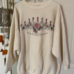 Vintage 90s “Express Athletique” Embroidered Oversized Sweatshirt Size L Floral